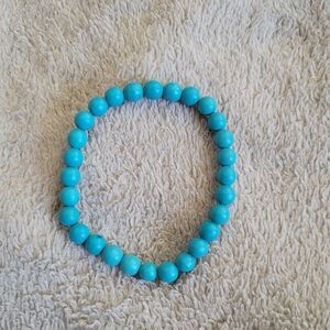 Bright Blue Beaded Bracelet (Elastic)